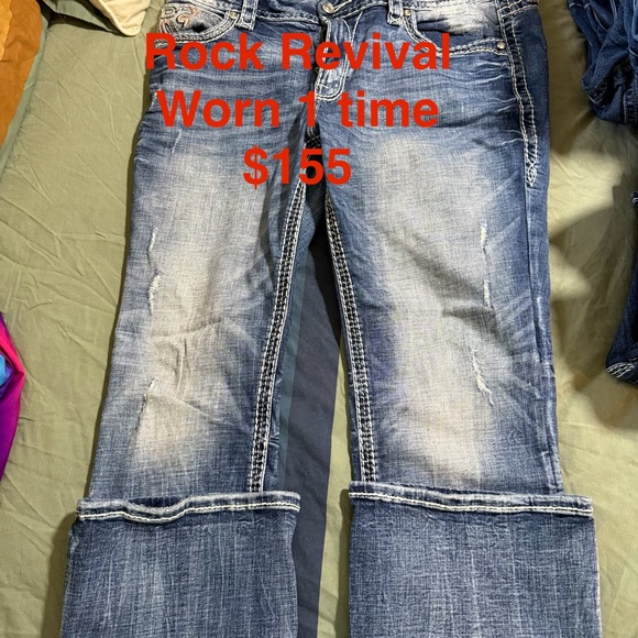 Rock Revival Women's Distressed Blue Boot Cut Jeans